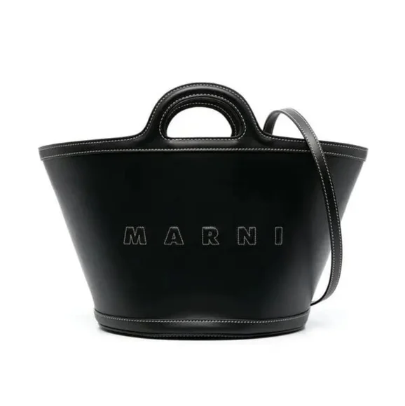 Marni Small Black Leather Tote Handbag NWT - Picture 2 of 8